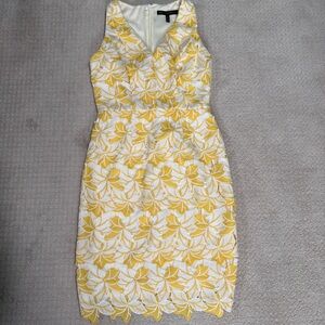 White House Black Market Yellow and White lace dress